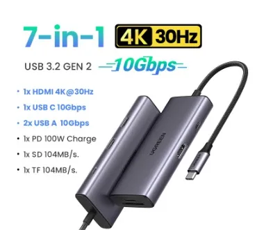 HUB USB 7 em 1 Ugreen 4K 30hz